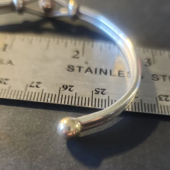 EDEN Original EYE Silver Open-Ended Cuff Bracelet with Bead Embellishments - Picture 3 of 4
